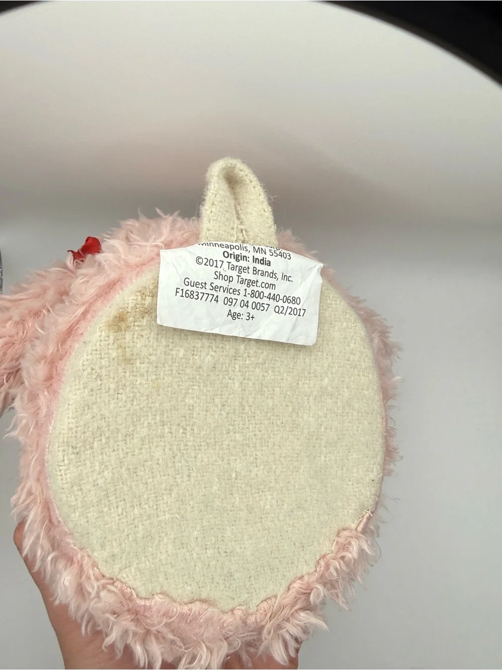Target Pink Plush Dog Toy with Cream Face and Black Nose